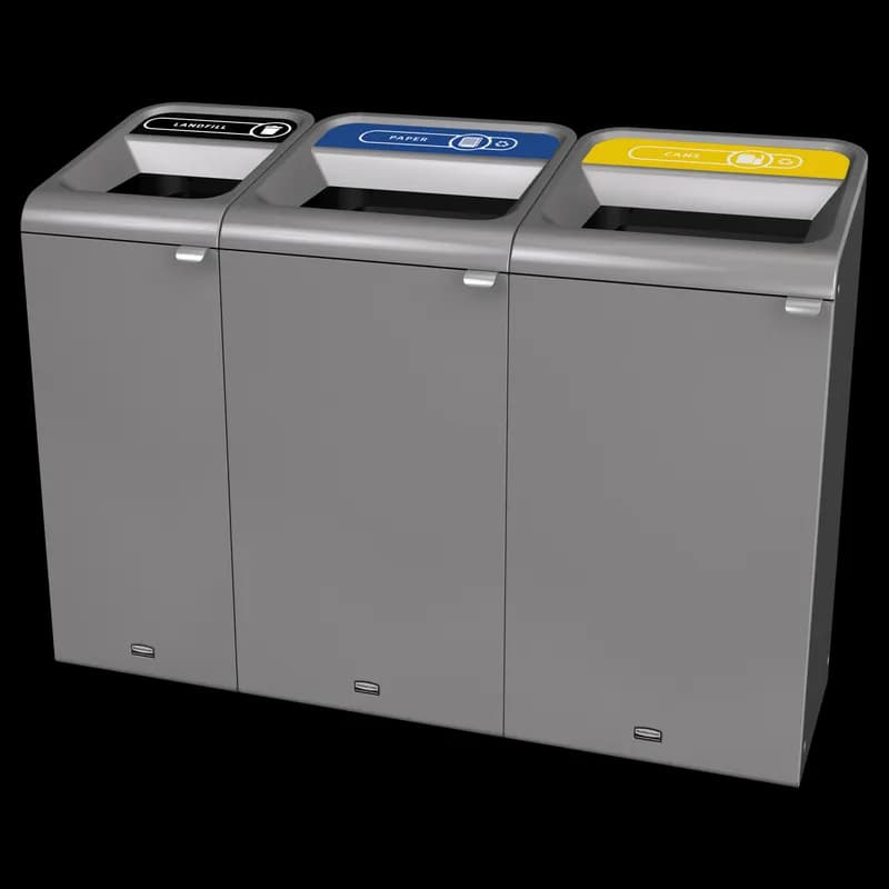 Configure™ 1-Stream Recycling Bin 24.05X19.50X37.97 IN 33 GAL Gray Stenni Metal 1/Each