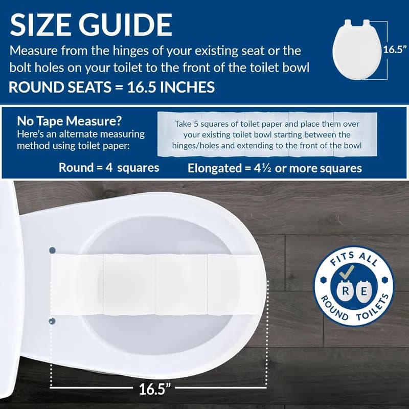 Mayfair Toilet Seat White Round Wood Slow Close 1/Each