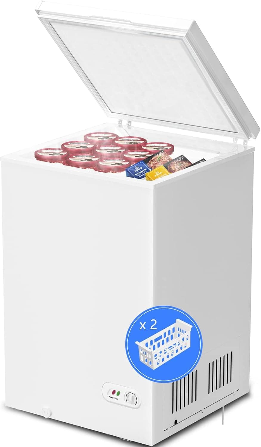 Kismile Freezer Chest 3.5 White With Two Removable Baskets 1/Each
