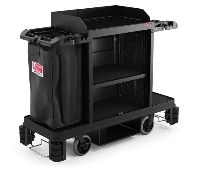 Housekeeping Cart 62.13X24X49.75 IN Black Premium 360° Adjustable Caster System 1/Each