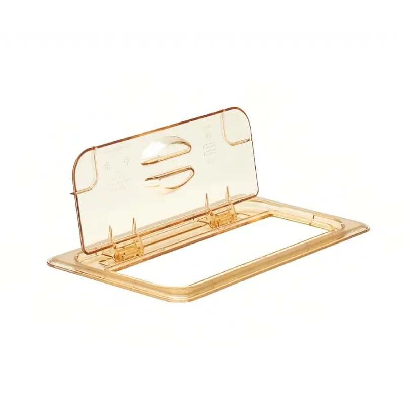 H-Pan™ FlipLids® Food Pail Lid 1/3 12.75X6.94 IN Amber Notched 6/Case