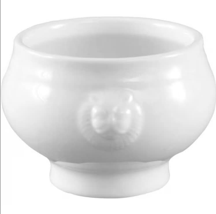 Lion Head Soup Tureen 8 FLOZ Porcelain White 36/Case