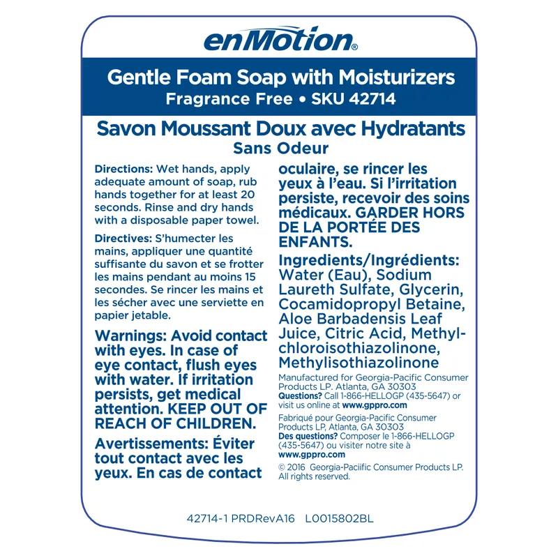 enMotion® Hand Soap Foam 1200 mL Unscented Fragrance Free Clear Moisturizing 2/Case
