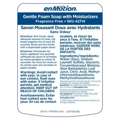 enMotion® Hand Soap Foam 1200 mL Unscented Fragrance Free Clear Moisturizing Over the Counter (OTC) Indicator 2/Case