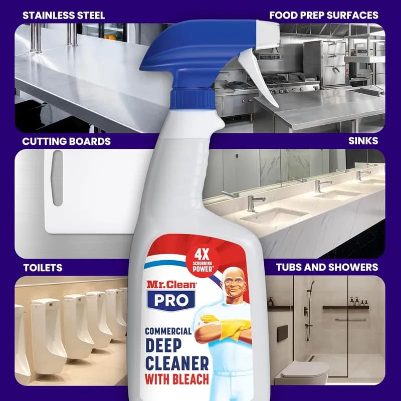 Mr. Clean® PRO Deep Unscented All Purpose Cleaner 32 OZ Hard Surface RTU Spray With Bleach Commercial 6 Count/Case