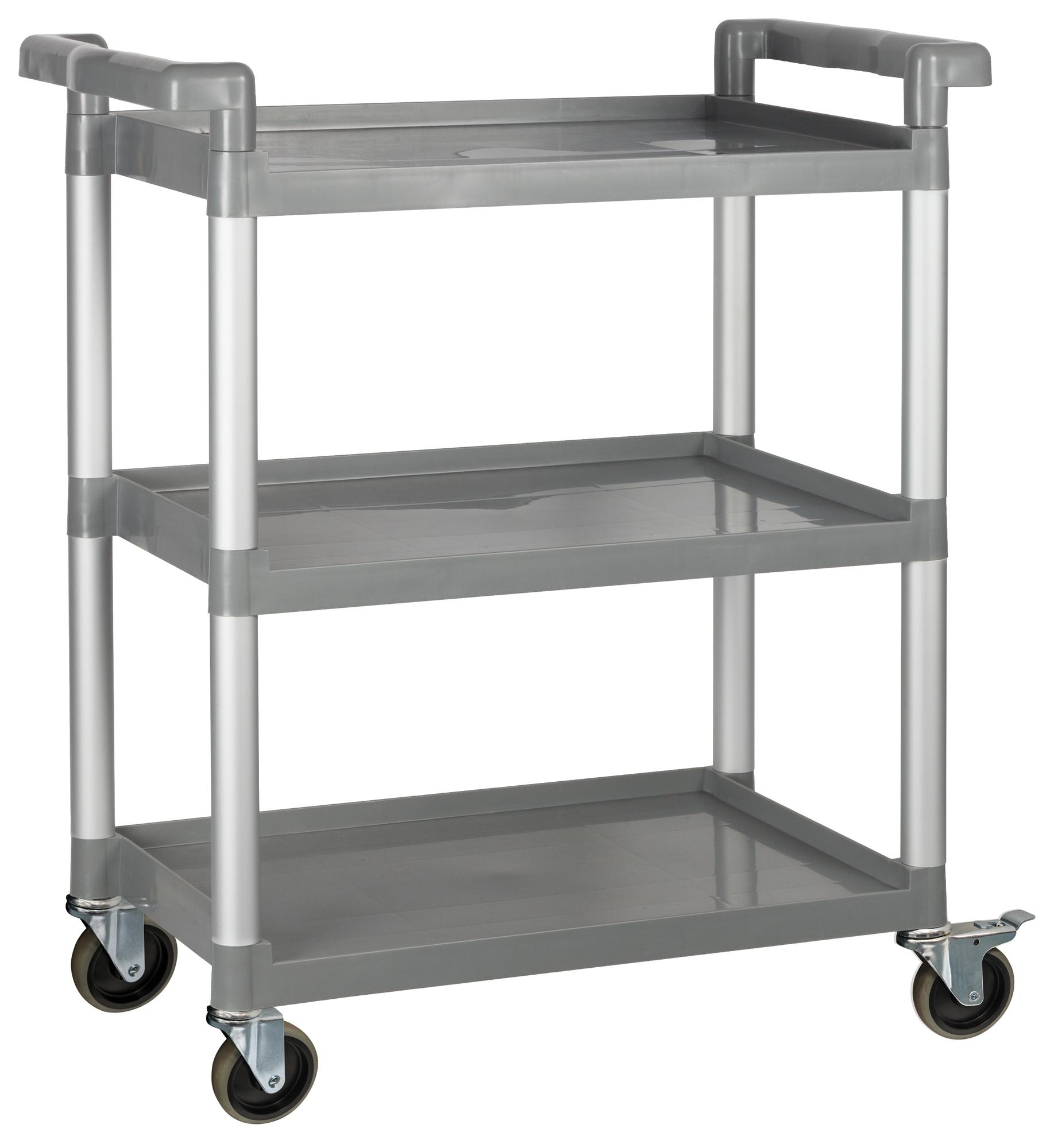 Utility Cart 32X16.125X36.75 IN Gray Plastic 3-Tier 1/Each