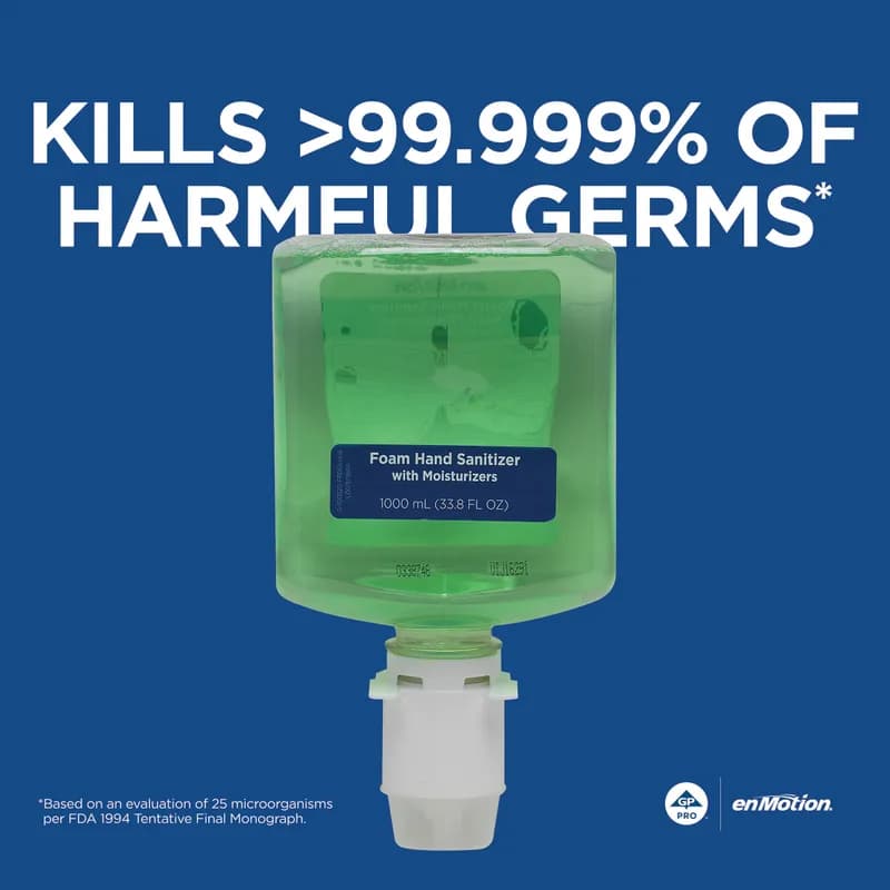 enMotion® Hand Sanitizer Foam 1000 mL Unscented Fragrance Free Green Refill E3 Rated 2/Case