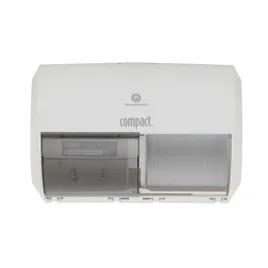 Compact® Toilet Paper Dispenser 6.75X10.12 IN Wall Mount White 2-Roll Coreless Side-by-Side High Capacity 1/Each