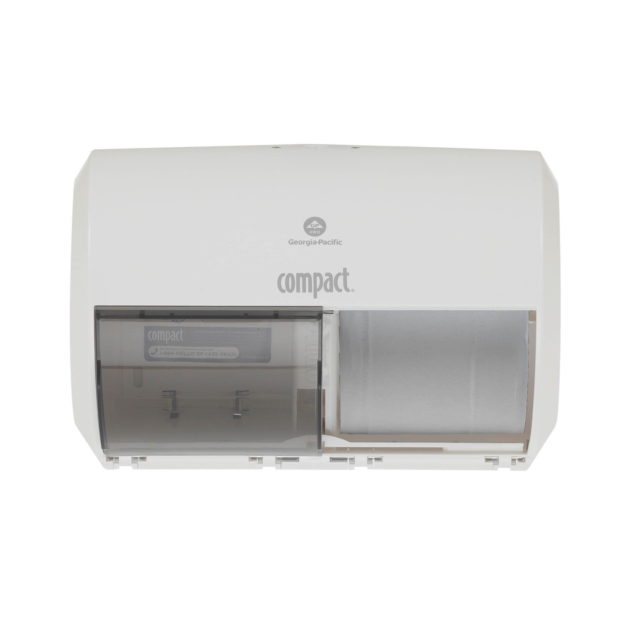 Compact® Toilet Paper Dispenser 6.75X10.12 IN Wall Mount White 2-Roll Coreless Side-by-Side High Capacity 1/Each