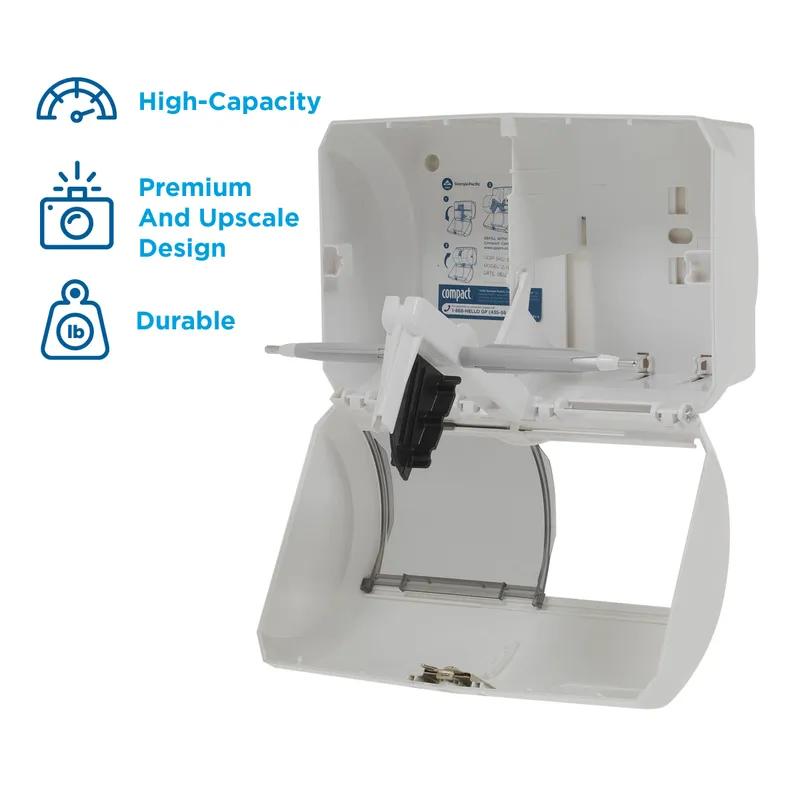 Compact® Toilet Paper Dispenser 6.75X10.12 IN Wall Mount White 2-Roll Coreless Side-by-Side High Capacity 1/Each