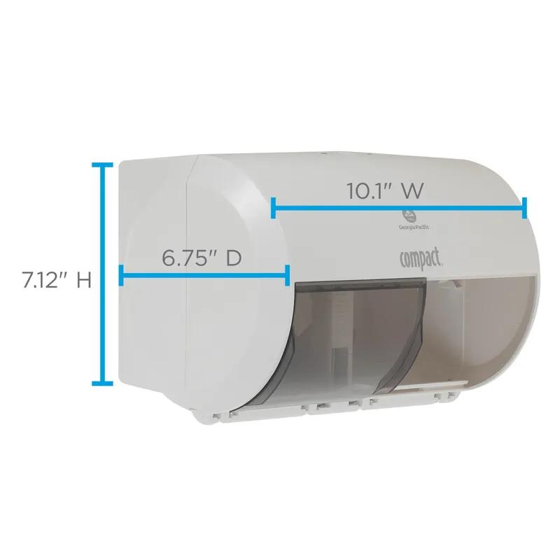 Compact® Toilet Paper Dispenser 6.75X10.12 IN Wall Mount White 2-Roll Coreless Side-by-Side High Capacity 1/Each
