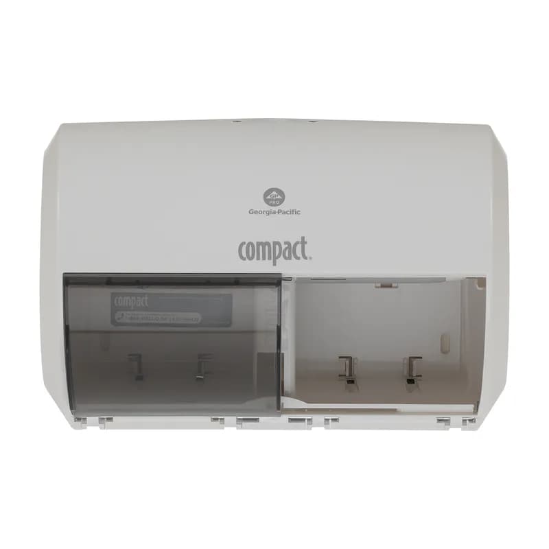 Compact® Toilet Paper Dispenser 6.75X10.12 IN Wall Mount White 2-Roll Coreless Side-by-Side High Capacity 1/Each