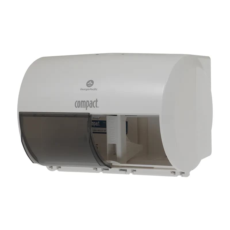 Compact® Toilet Paper Dispenser 6.75X10.12 IN Wall Mount White 2-Roll Coreless Side-by-Side High Capacity 1/Each