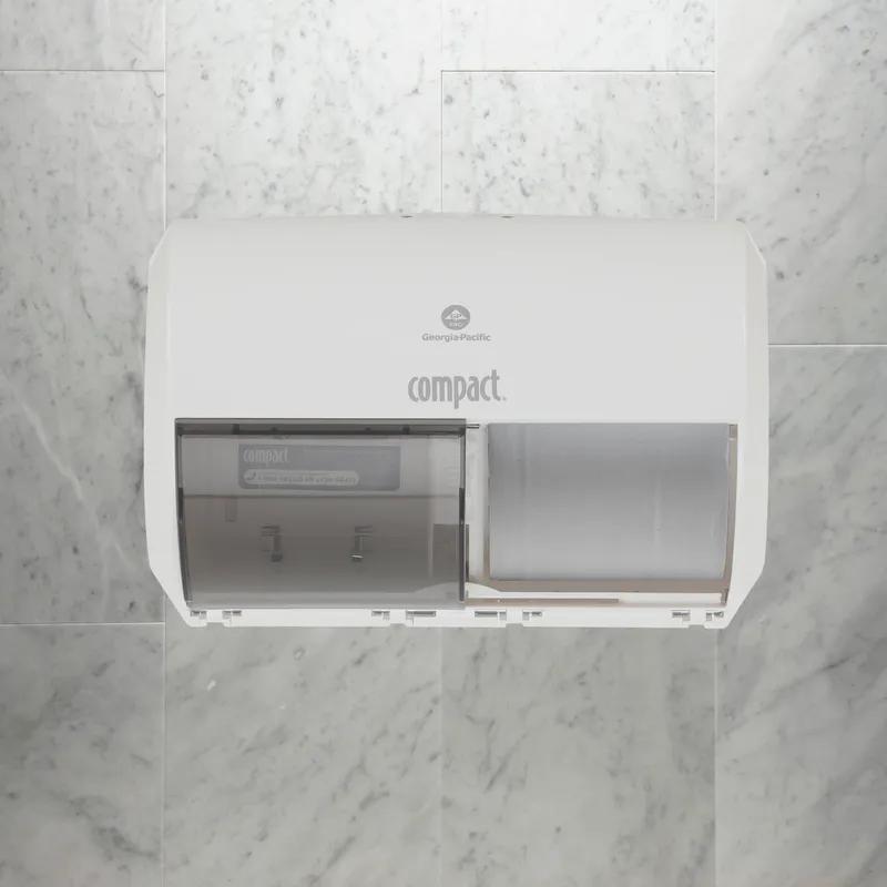 Compact® Toilet Paper Dispenser 6.75X10.12 IN Wall Mount White 2-Roll Coreless Side-by-Side High Capacity 1/Each