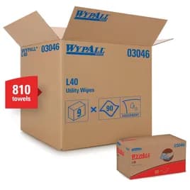 WypAll® L40 Cleaning Wipe 10X10.8 IN DRC White Pop-Up Box 90 Count/Pack 9 Packs/Case 810 Count/Case