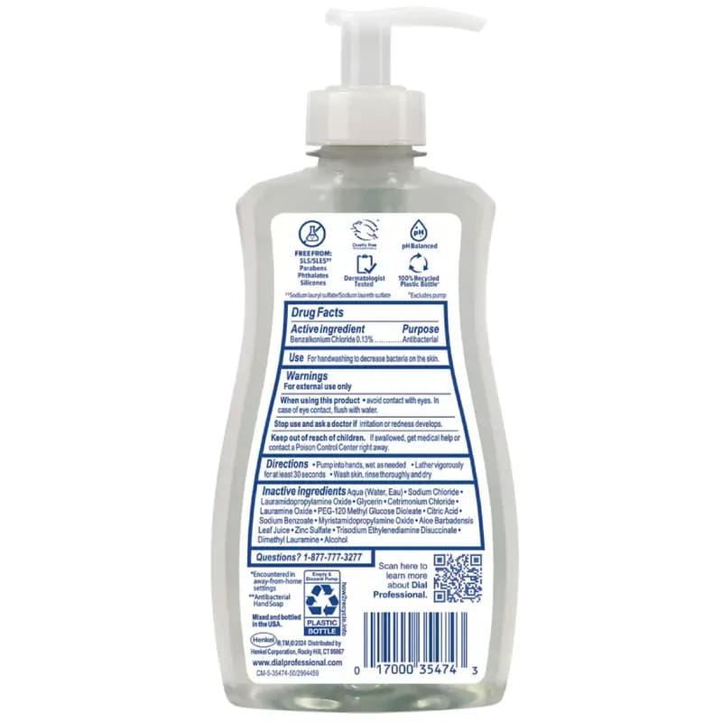 Dial Hand Soap Liquid 11 OZ Fragrance Free 1/Each