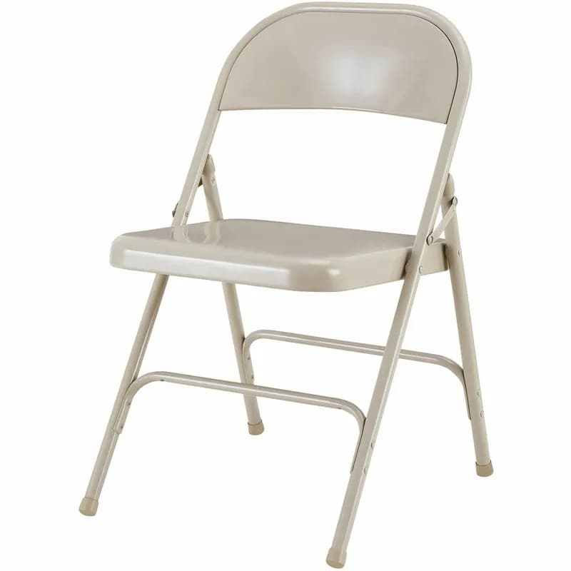 Lorell Office Furniture Folding Chair Beige Steel 4/Case
