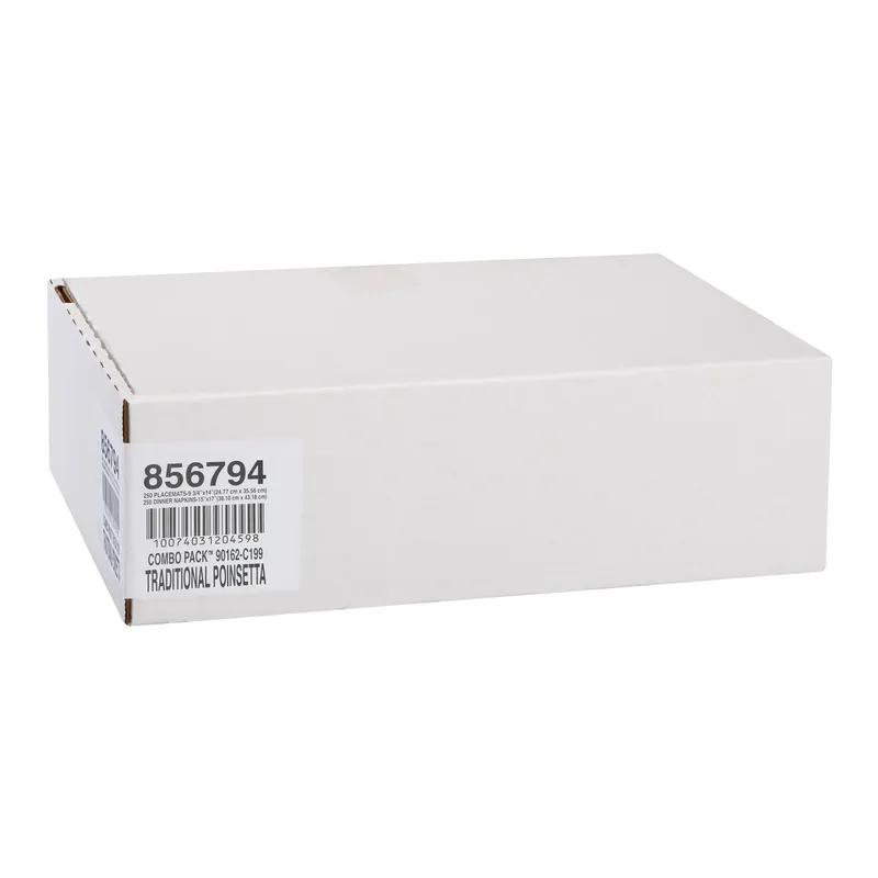 Placemat 10X14 IN Red Green Traditional Poinsettia Paper Tissue Paper With Napkin Combo 250 Count/Pack