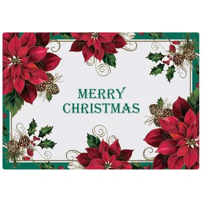 Placemat 10X14 IN Red Green Traditional Poinsettia Paper Tissue Paper With Napkin Combo 250 Count/Pack