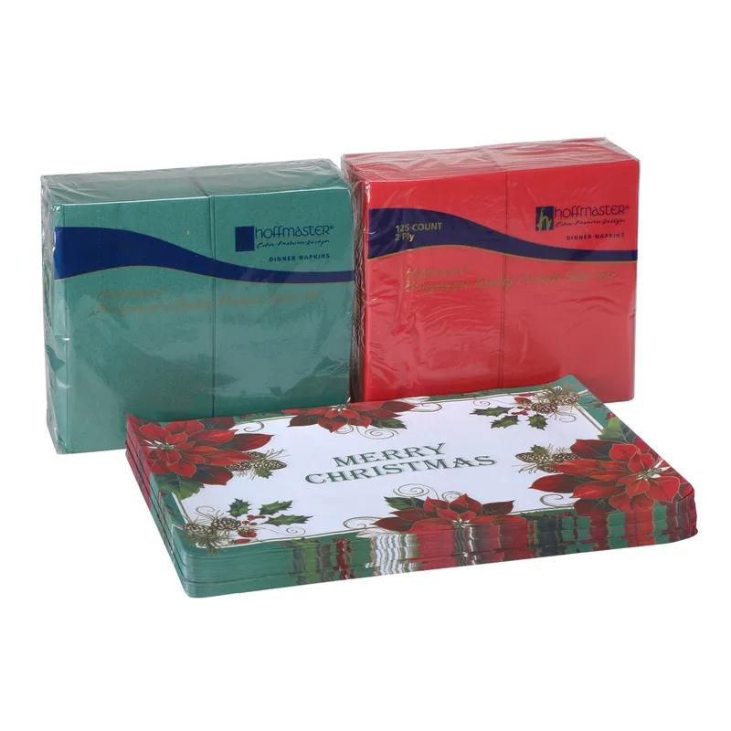 Placemat 10X14 IN Red Green Traditional Poinsettia Paper Tissue Paper With Napkin Combo 250 Count/Pack