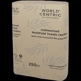 Folded Paper Towel 9X3 IN 1PLY Recycled Paper Multifold Unbleached 250 Count/Pack 16 Packs/Case 4000 Count/Case