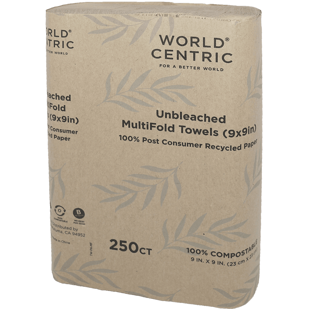 Folded Paper Towel 9X3 IN 1PLY Recycled Paper Multifold Unbleached 250 Count/Pack 16 Packs/Case 4000 Count/Case
