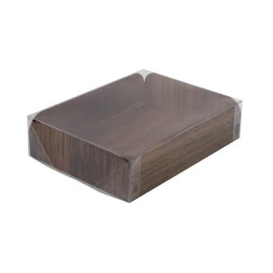 Hot Take-Out Box Base & Lid Combo 6X8X2 IN Corrugated Cardboard Wood Clear Rectangle 100/Case
