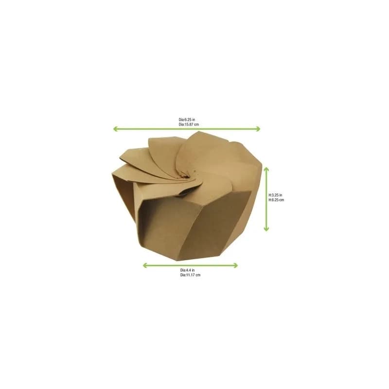 Salad Food Container 24 OZ Paperboard Kraft With Origami Folding Lid 100/Case