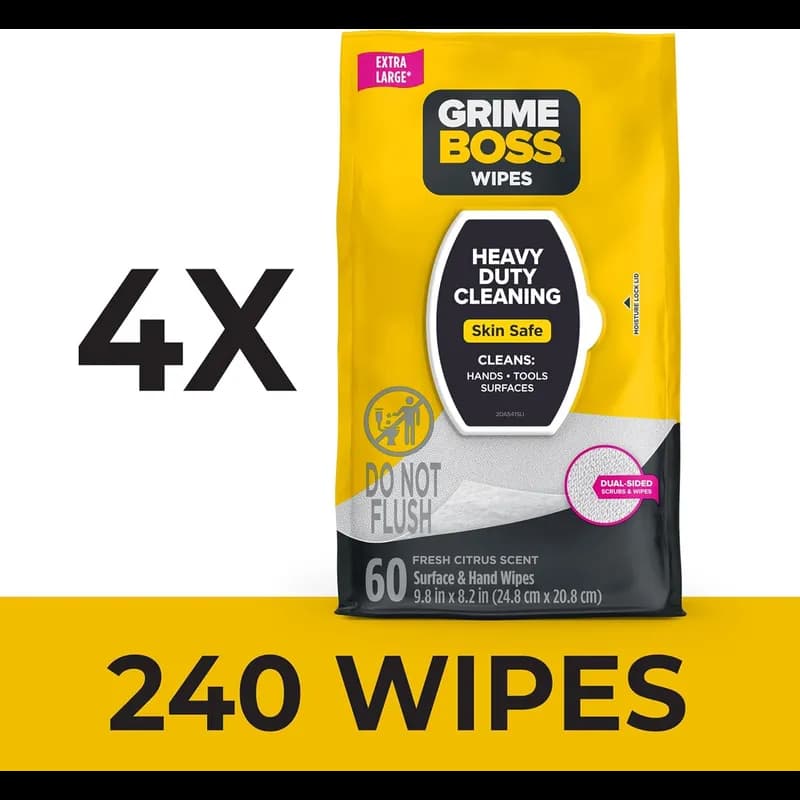 Grime Boss Hand Wipe Citrus Heavy Duty 8/Case