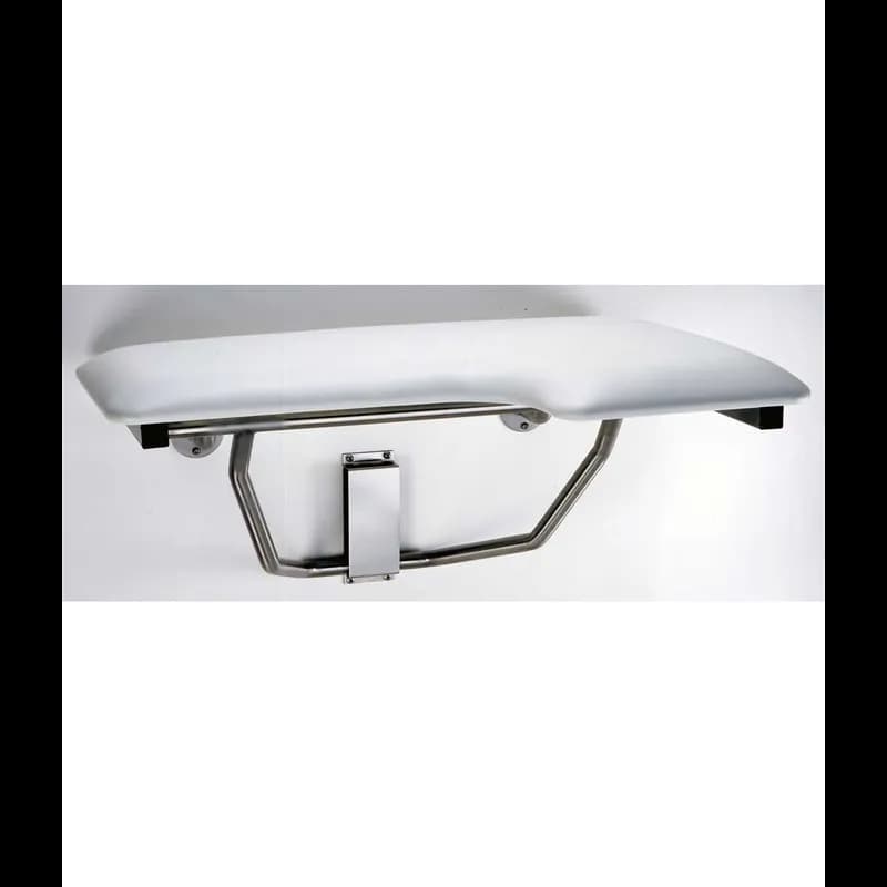 Shower Seat White Foam Stainless Steel Folding Left Hand Satin 1/Each