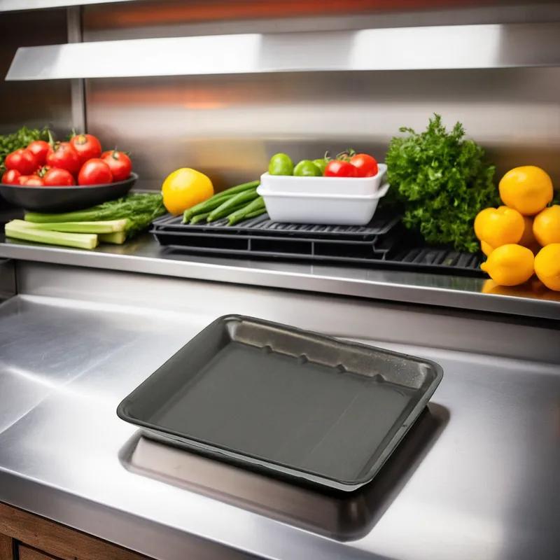 9H Meat Tray Polystyrene Foam Black Heavy 250/Case