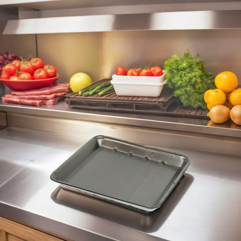 9H Meat Tray Polystyrene Foam Black Heavy 250/Case