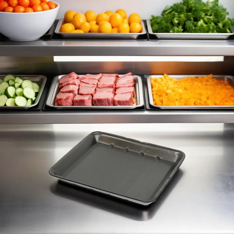 9H Meat Tray Polystyrene Foam Black Heavy 250/Case