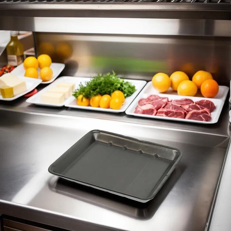 9H Meat Tray Polystyrene Foam Black Heavy 250/Case