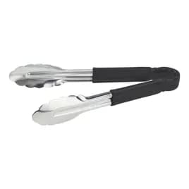 Utility Tongs 9.5X1.63 IN Stainless Steel Black Heavy Duty Color Coded Scalloped 1/Each