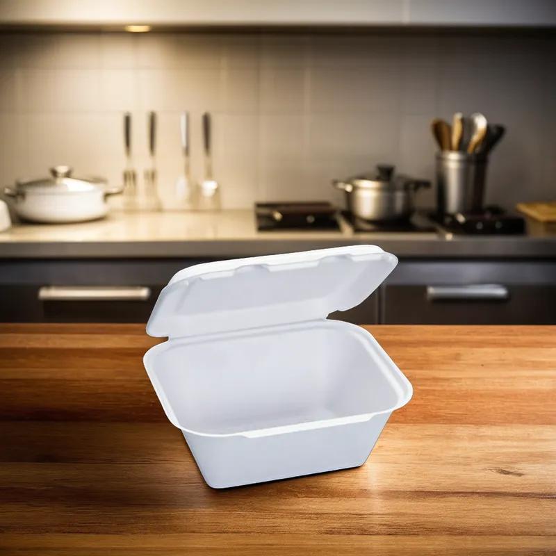 Take-Out Container Hinged Large (LG) 9X7.8X3.9 IN Plant Fiber 200/Case