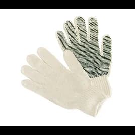 Work Gloves Mens Wh/Blk Med Weight Cotton Blend (60% Cotton, 40% Polyester) Knit Dotted Grip Coated One Side 12 Ct/Pack