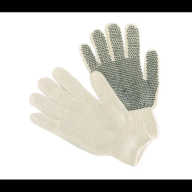 Work Gloves Mens Wh/Blk Med Weight Cotton Blend (60% Cotton, 40% Polyester) Knit Dotted Grip Coated One Side 12 Ct/Pack