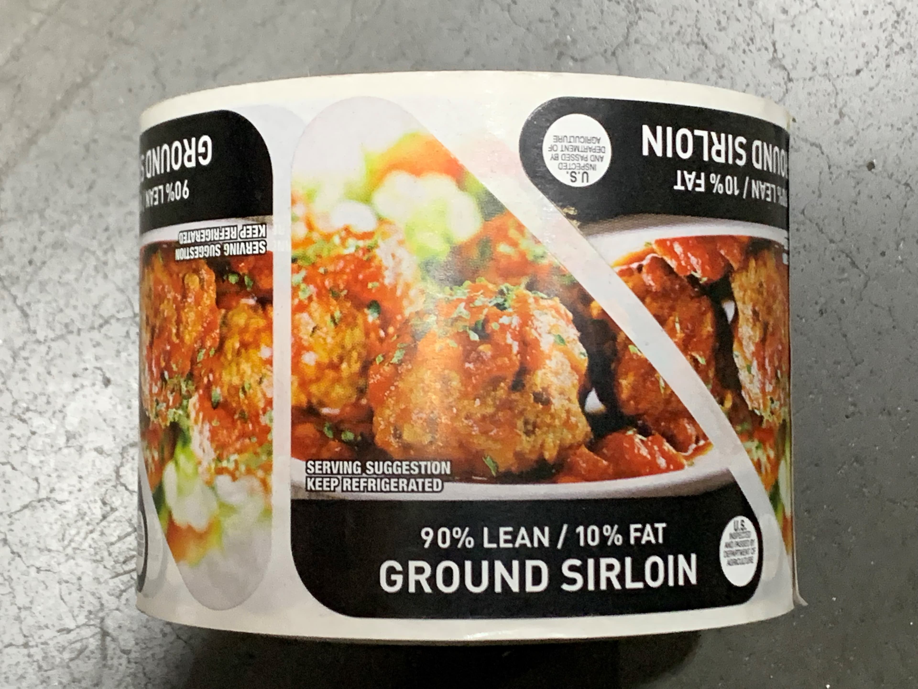 90% Lean/10% Fat Label 500/Roll