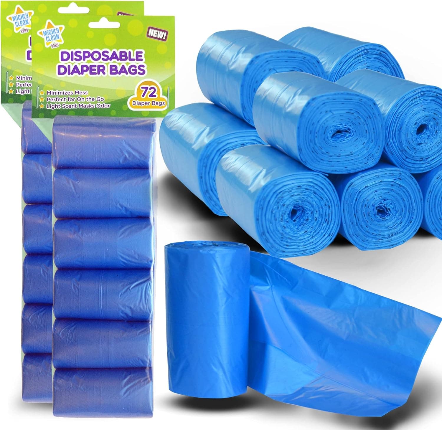 Mighty Clean Diaper Disposal Bag 10 GAL Blue Plastic 72 Count/Pack 2 Packs/Case 144 Count/Case