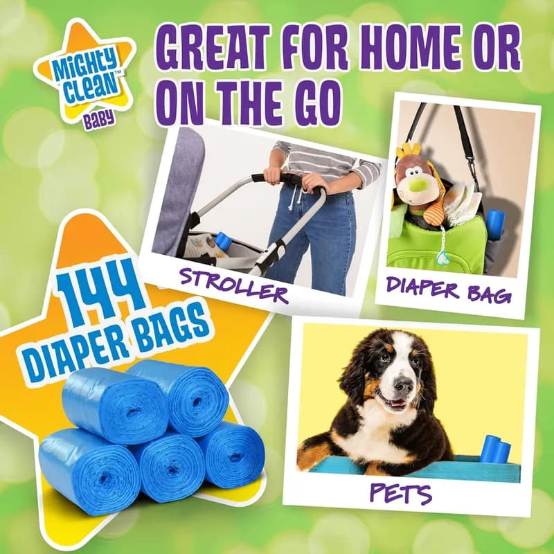 Mighty Clean Diaper Disposal Bag 10 GAL Blue Plastic 72 Count/Pack 2 Packs/Case 144 Count/Case