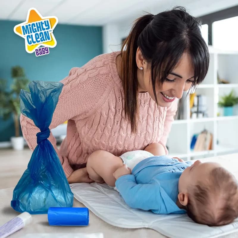 Mighty Clean Diaper Disposal Bag 10 GAL Blue Plastic 72 Count/Pack 2 Packs/Case 144 Count/Case