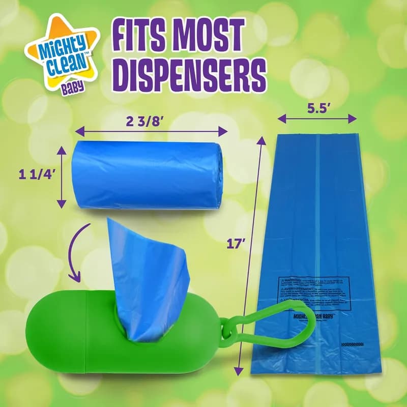 Mighty Clean Diaper Disposal Bag 10 GAL Blue Plastic 72 Count/Pack 2 Packs/Case 144 Count/Case
