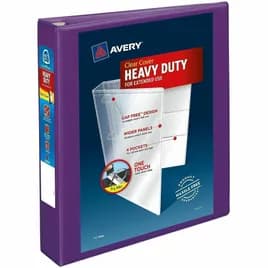 Avery® Binder Purple PP Heavy Duty 400 Sheet Capacity 4 Pocket Cover & Spine Overlays 1.5IN EZD Rings 1/Each