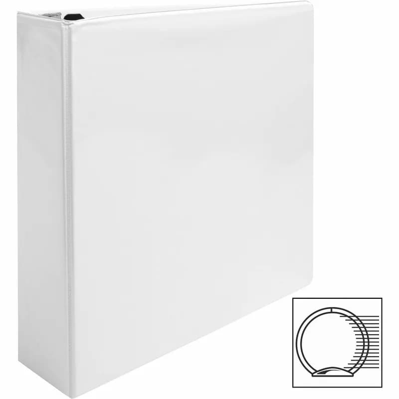 Binder White Clear PP Chipboard 475 Sheet Capacity Cover & Spine Overlays 2 IN Round Ring 2 Pocket 1/Each