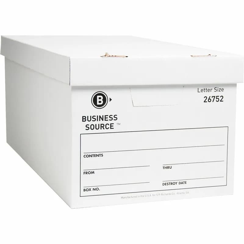 File Storage Box 24X12X10 IN White Corrugated Cardboard Economy B-Flute Light Duty 12 Count/Case