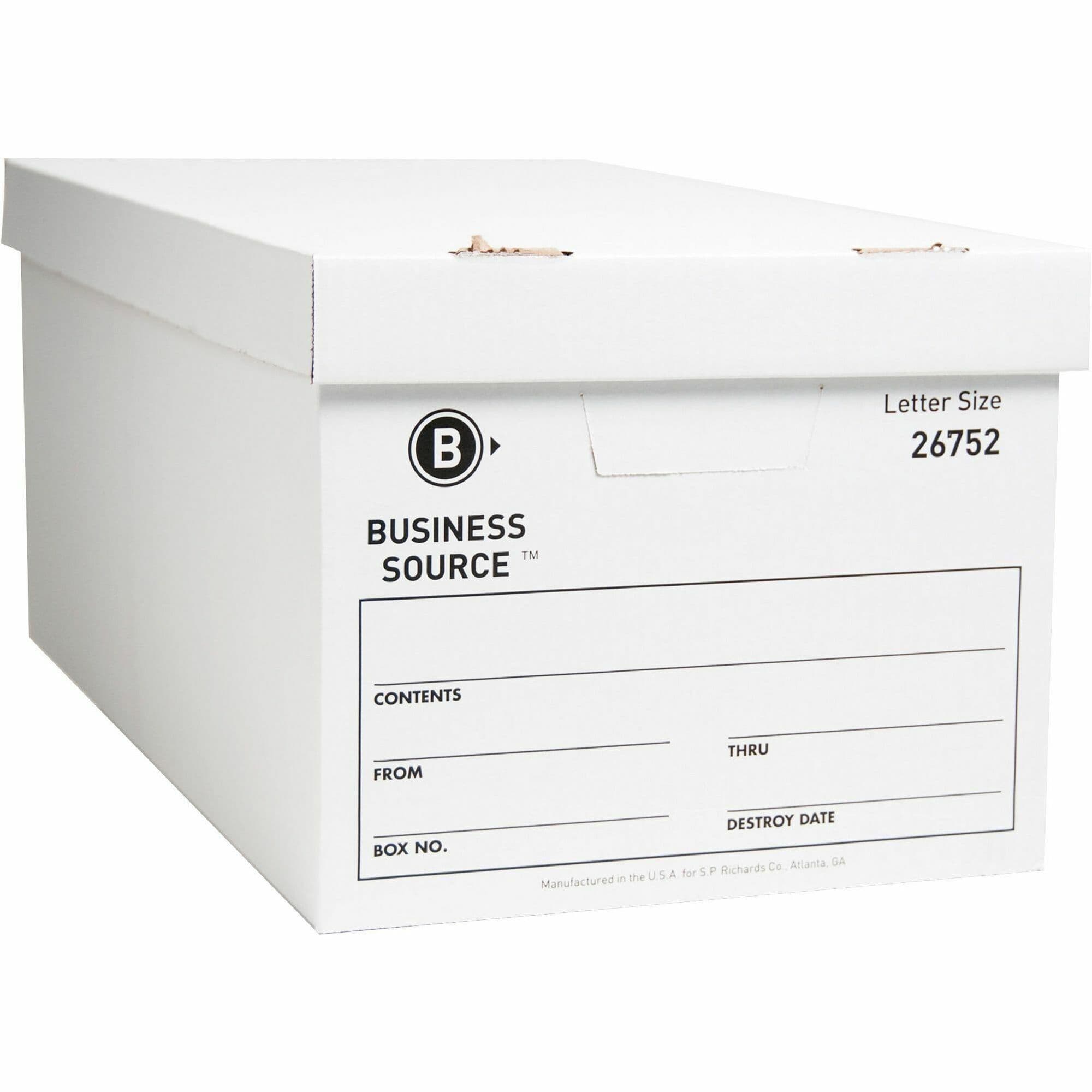 File Storage Box 24X12X10 IN White Corrugated Cardboard Economy B-Flute Light Duty 12 Count/Case