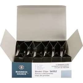 Binder Clip Large (LG) 2X2 IN Black Zinc Plated Steel 1 IN Capacity 12 Count/Box