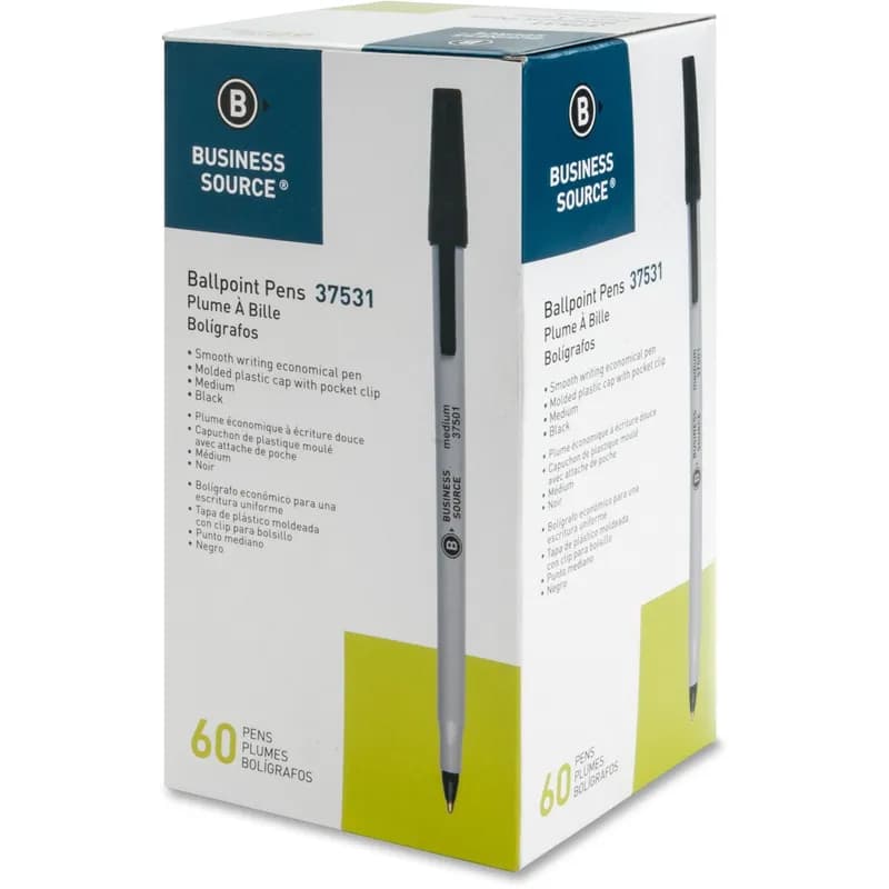 Ballpoint Pen Plastic Tungsten Carbide Medium Point With Pocket Clip 60 Count/Box