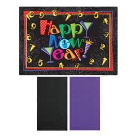 Dinner Napkins Black Purple Happy New Year Paper Combo 500/Case